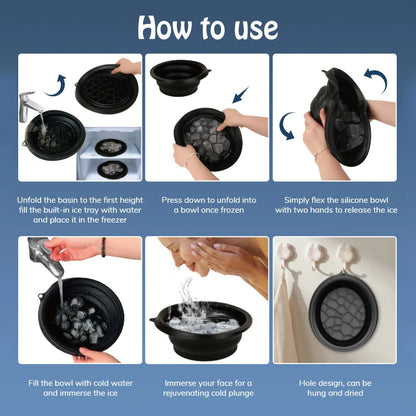 Facial Ice Bath Bowl Silicone Cold Therapy Skincare Tool Collapsible