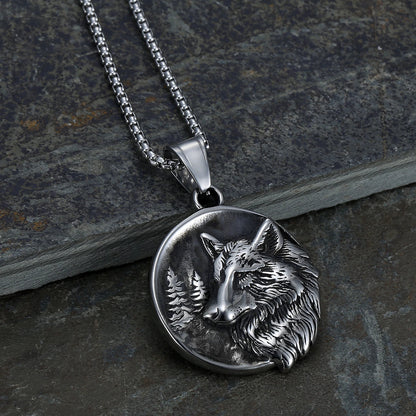 Viking Wolf Head Pendant Necklace Norse Warrior Jewelry for Men Women