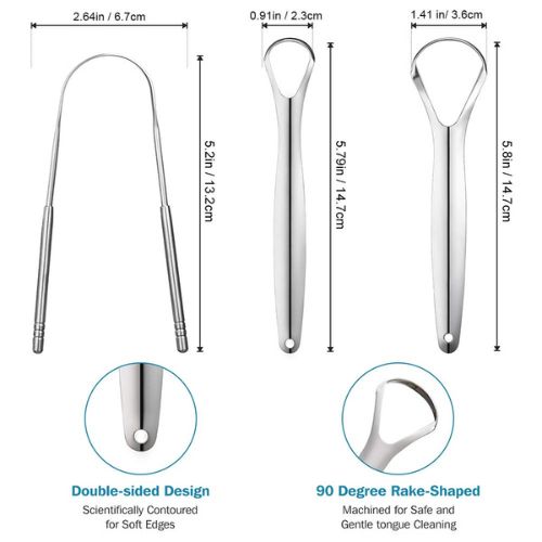 Tongue Scraper Metal Tongue Brush Oral Hygiene Cleaner Breath Fresh Tool