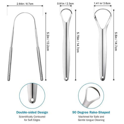 Tongue Scraper Metal Tongue Brush Oral Hygiene Cleaner Breath Fresh Tool