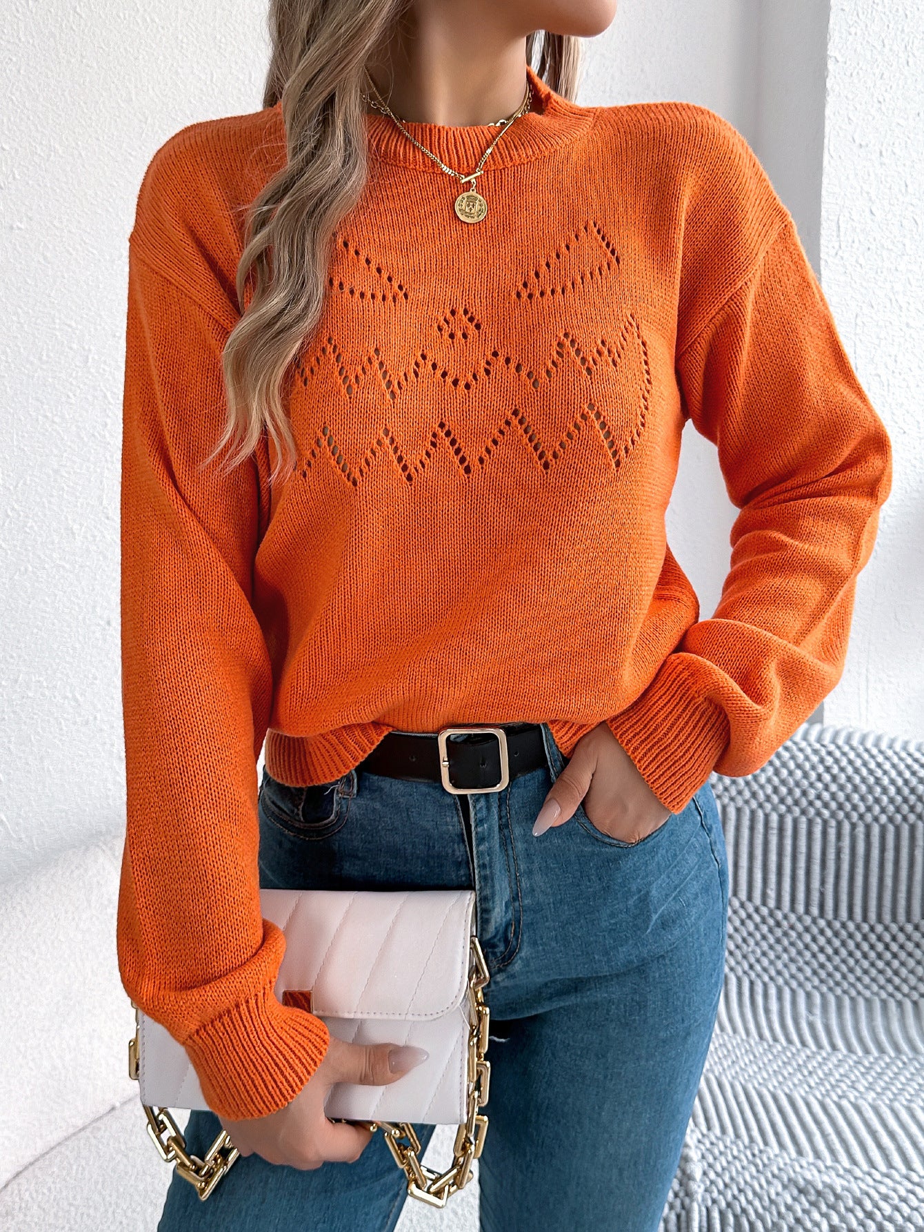 Halloween Hollow-Out Lantern Long Sleeve Pullover