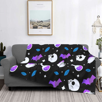 Halloween Bat Pattern Wool Blanket – Cozy Gothic Throw