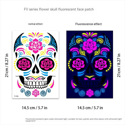 Halloween Fluorescent Death Face Stickers