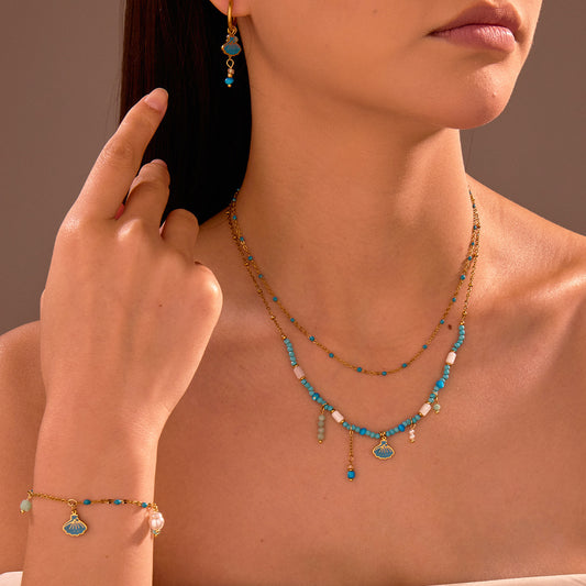 Color Beads Necklace, Earrings & Bracelet Set