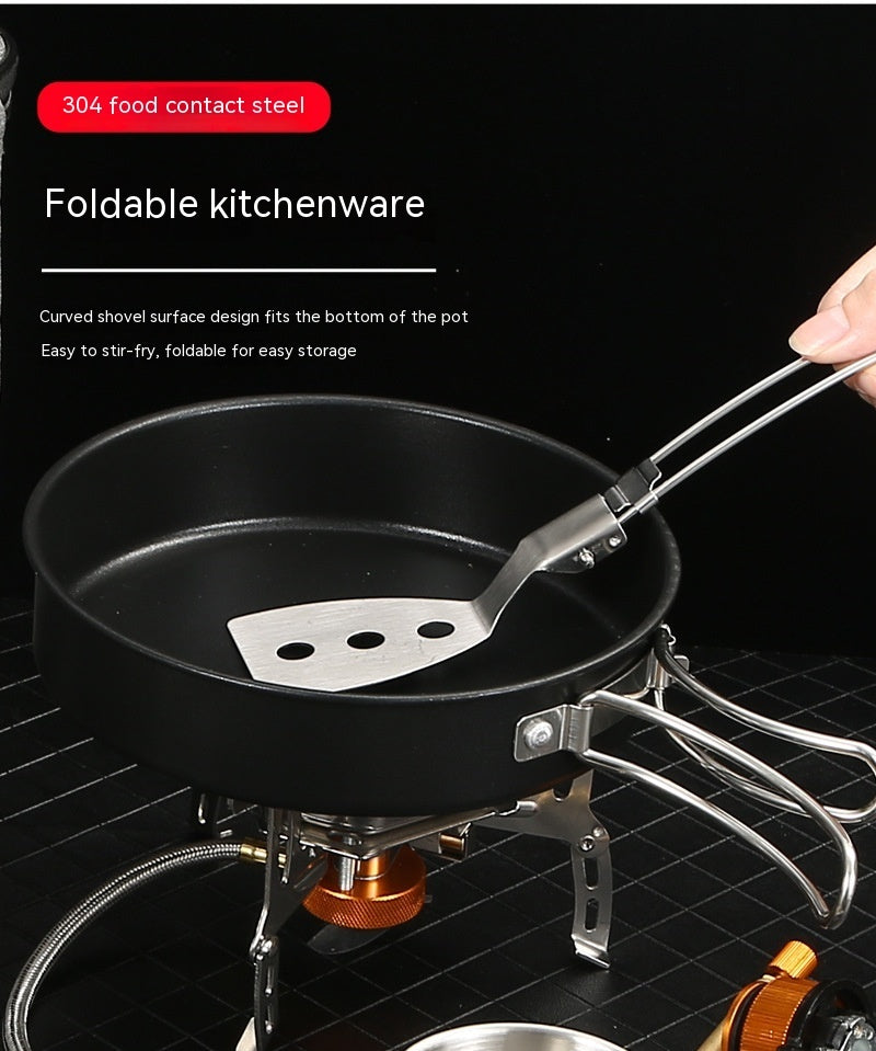 Portable Stainless Steel Outdoor Cookware Set with Windproof Stove