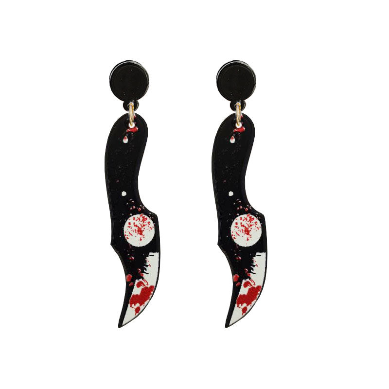 Halloween Bloodstained Axe Acrylic Earrings – Retro