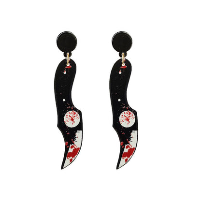 Halloween Bloodstained Axe Acrylic Earrings – Retro