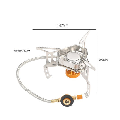 Portable Stainless Steel Outdoor Cookware Set with Windproof Stove
