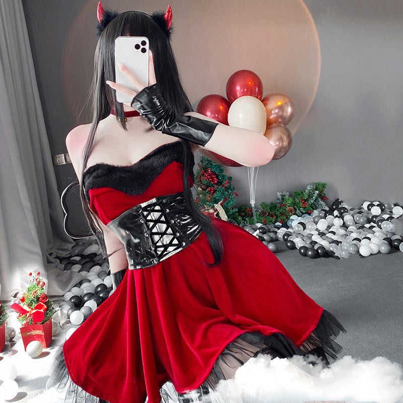 Halloween Witch Costume Velvet 4-Piece Set