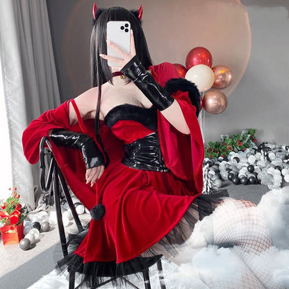 Halloween Witch Costume Velvet 4-Piece Set