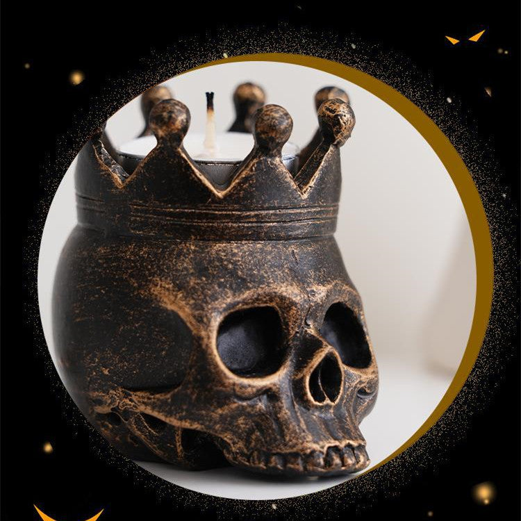 Halloween Themed Pumpkin Lantern Skull Candle Stand