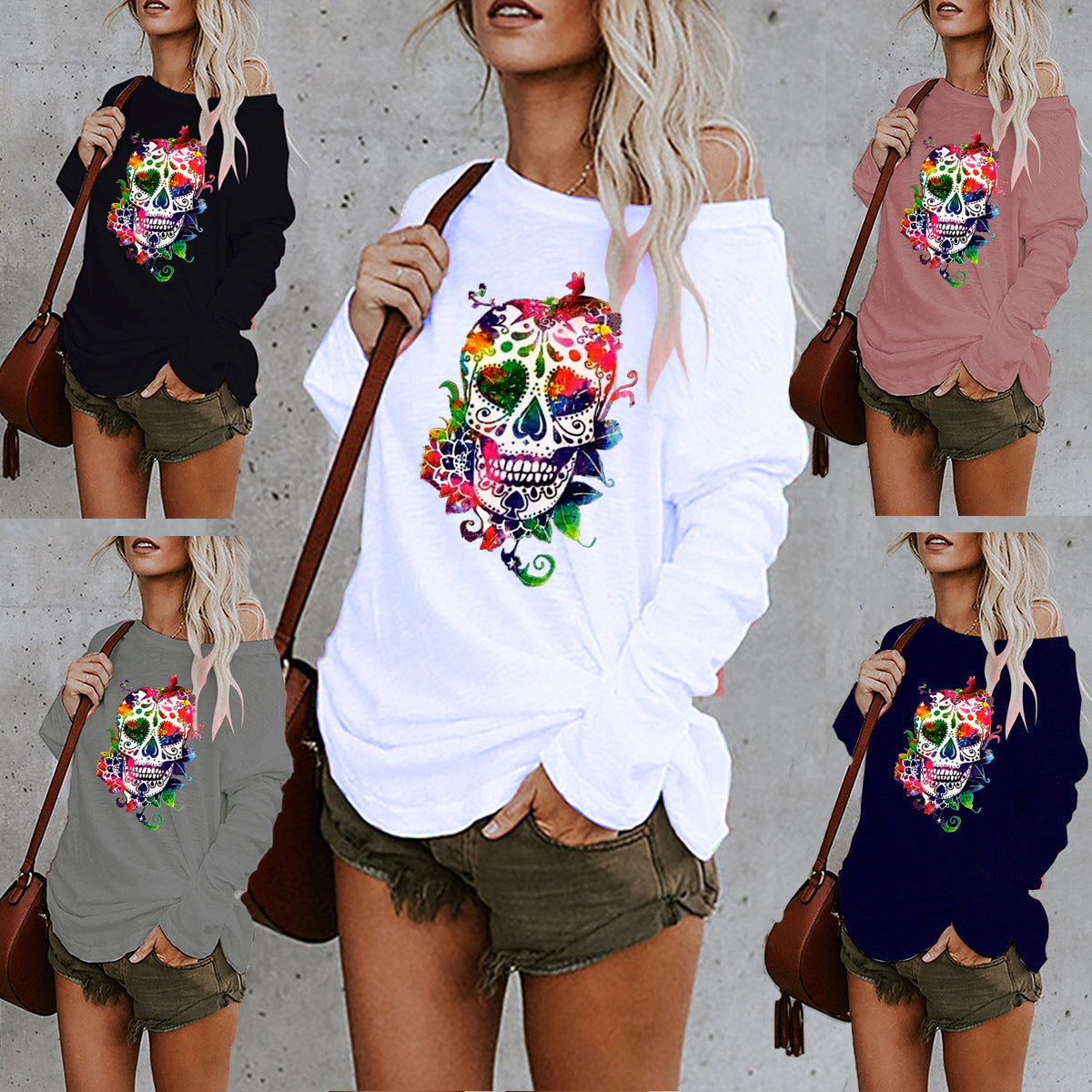Halloween Printed Irregular Mid-Length T-Shirt – Street Style
