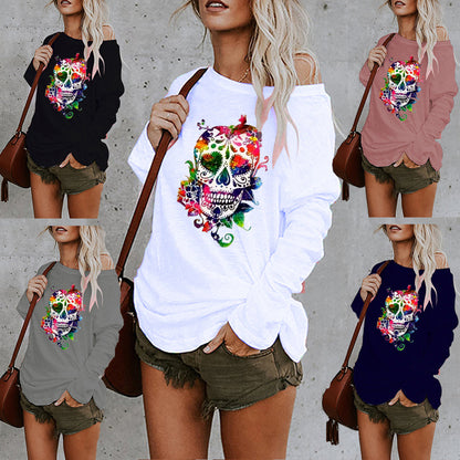 Halloween Printed Irregular Mid-Length T-Shirt – Street Style
