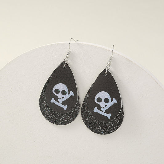 Geometric Leather Halloween Earrings for Women