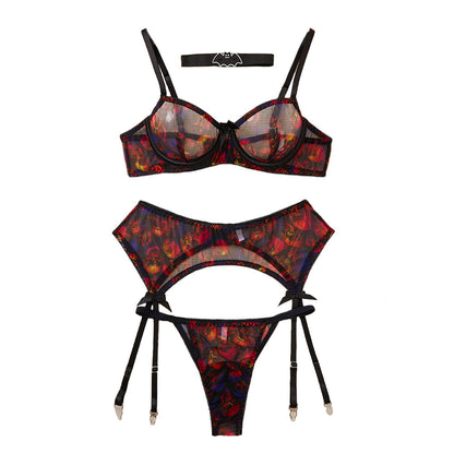 Women’s Halloween Skull Lingerie Set – Sexy Mesh