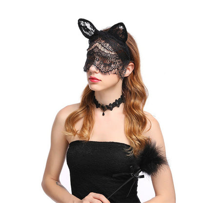 Halloween Lace Cat Veil Headband