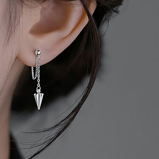 Hip Hop Rivet Chain Earrings – Long Geometric Style