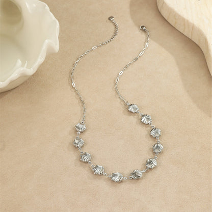 Ocean Wind Stainless Steel Sea Star Shell Pendant Necklace
