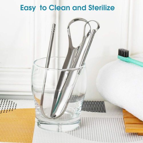Tongue Scraper Metal Tongue Brush Oral Hygiene Cleaner Breath Fresh Tool