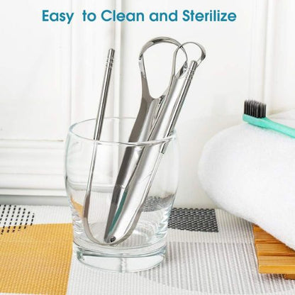 Tongue Scraper Metal Tongue Brush Oral Hygiene Cleaner Breath Fresh Tool