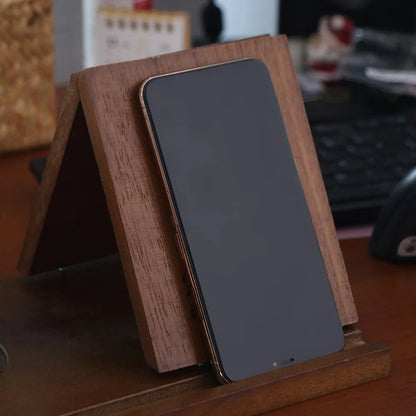Wooden Book Stand with Cup Holder Acacia Desk Organizer Reading Rack