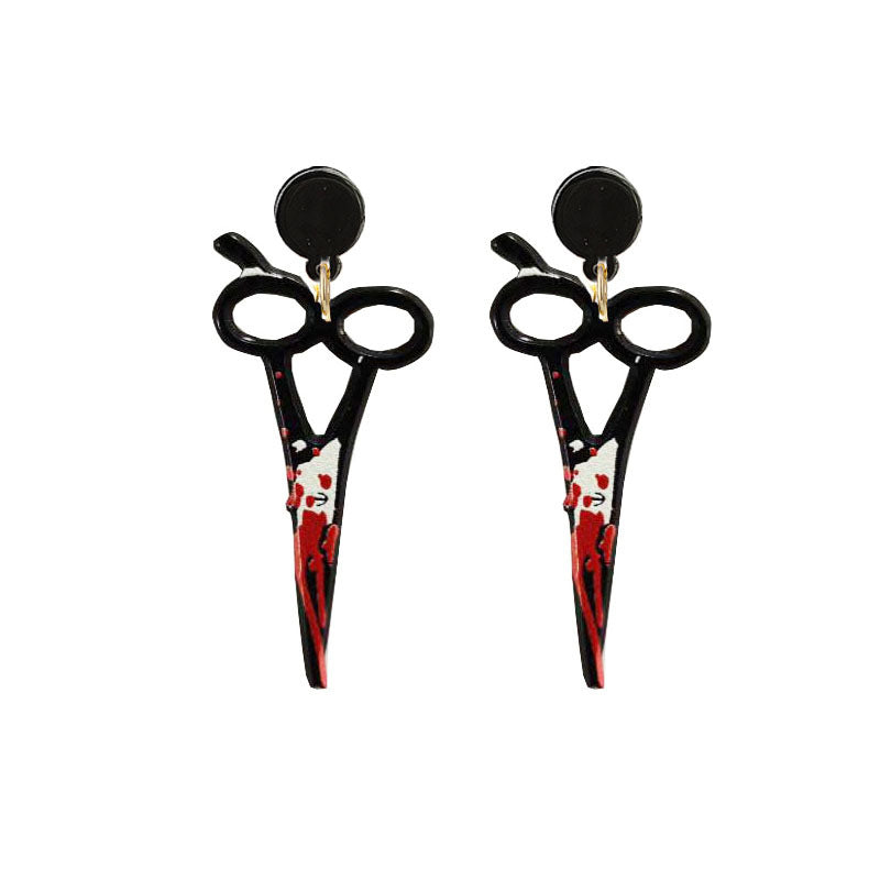 Halloween Bloodstained Axe Acrylic Earrings – Retro