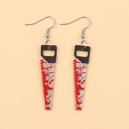 Halloween Bloodstained Axe Acrylic Earrings – Retro