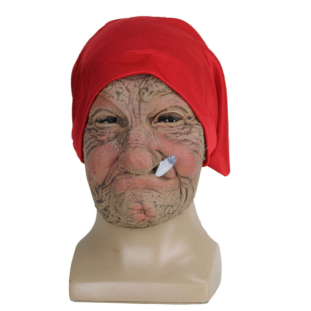 Halloween Granny Latex Mask with Wig