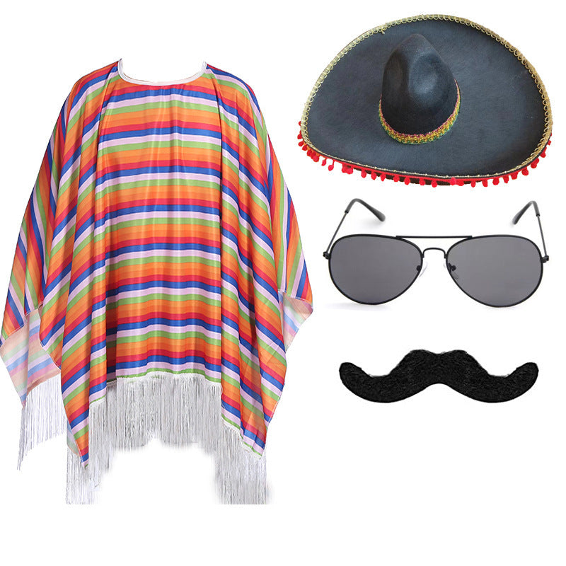Mexican Cloak & Beard Hat – Halloween Party Costume