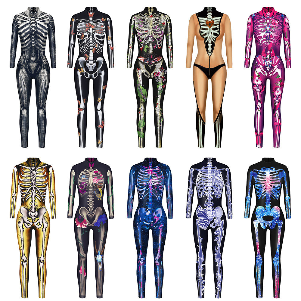 Women's Skeleton 3D Halloween Jumpsuit