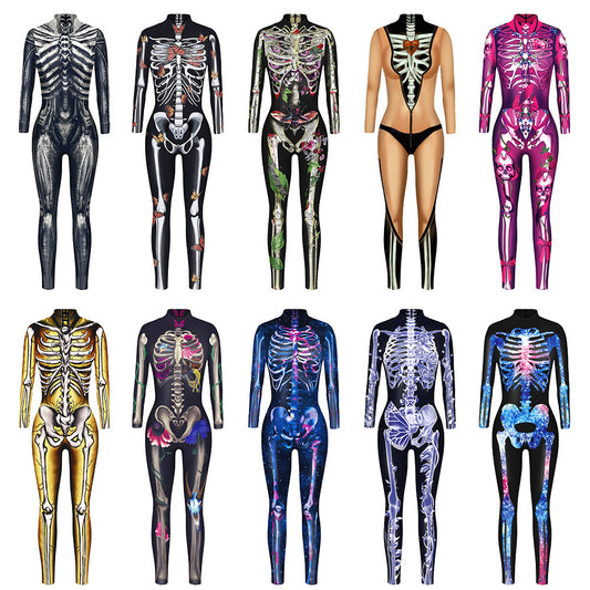 Women's Skeleton 3D Halloween Jumpsuit