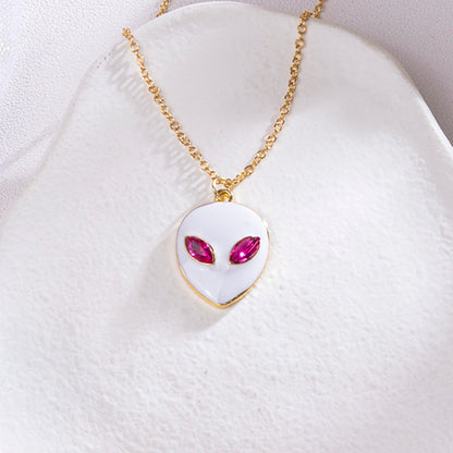 Halloween Alien Face Pendant Necklace