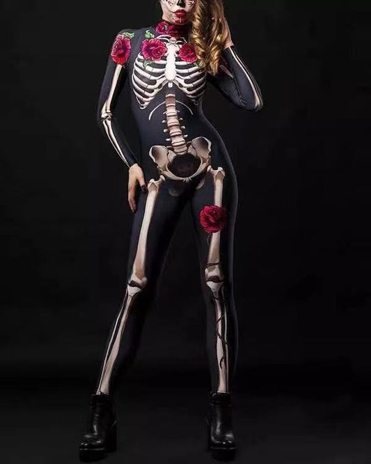 Halloween Skeleton Print Jumpsuit for Kids