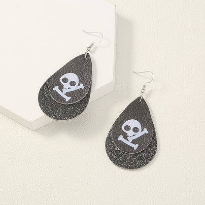 Geometric Leather Halloween Earrings for Women