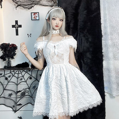 Dark Gothic Halloween Dress – Short Cosplay Outfit