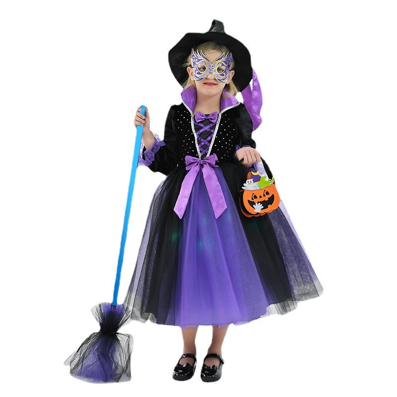 Girls' Halloween Luminous Wizard Dress Costume