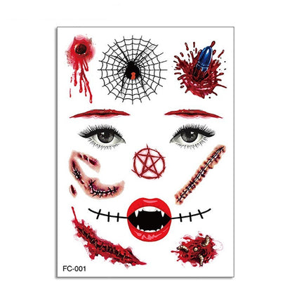 Halloween Funny Makeup Tattoo Sticker – 14.5×21cm