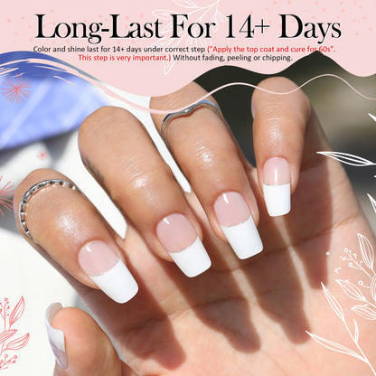 Gel Nail Wraps with UV Lamp Set French Tip Full Cover Nail Kit