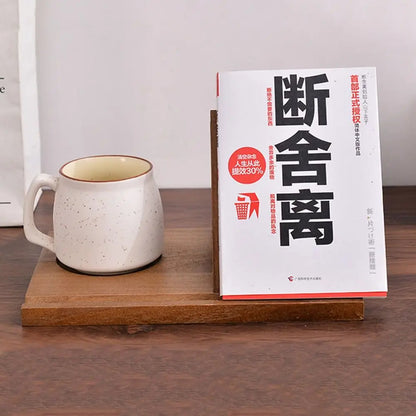 Wooden Book Stand with Cup Holder Acacia Desk Organizer Reading Rack