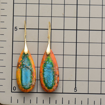 Bohemian Emperor Stone Water Drop Pendant Earrings