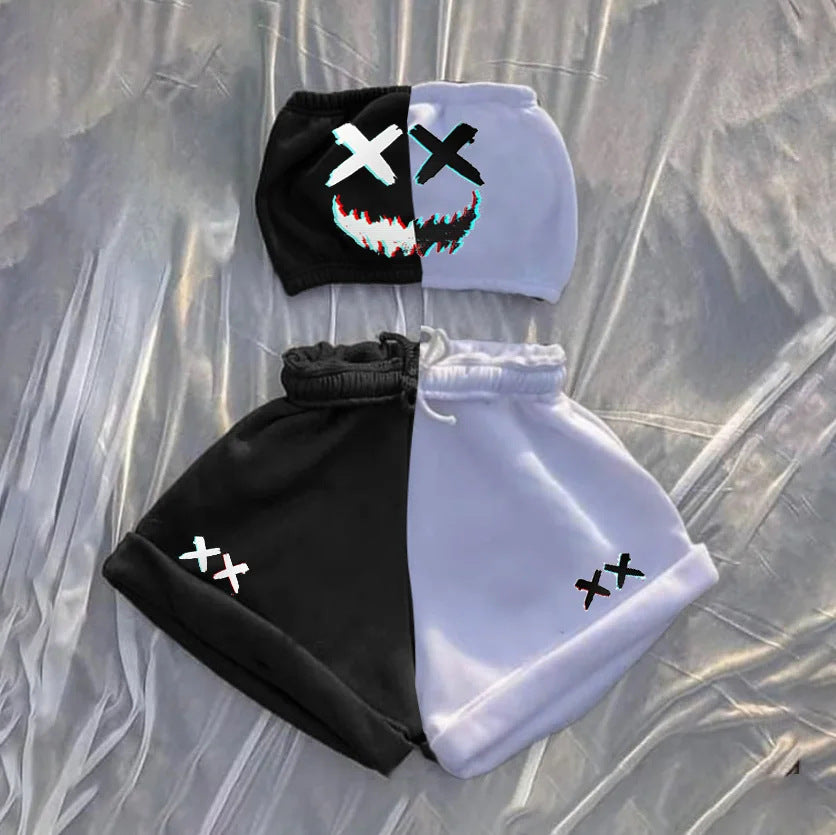 Halloween Sequin Printed Sweater & Shorts Set