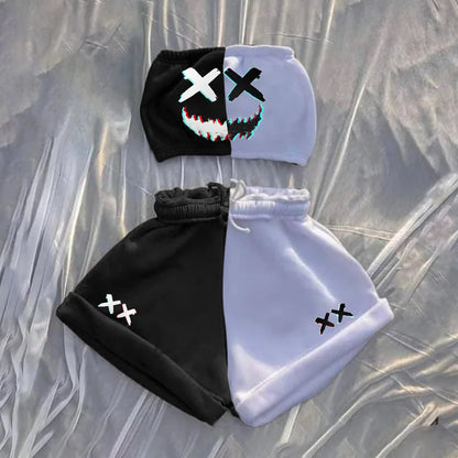 Halloween Sequin Printed Sweater & Shorts Set