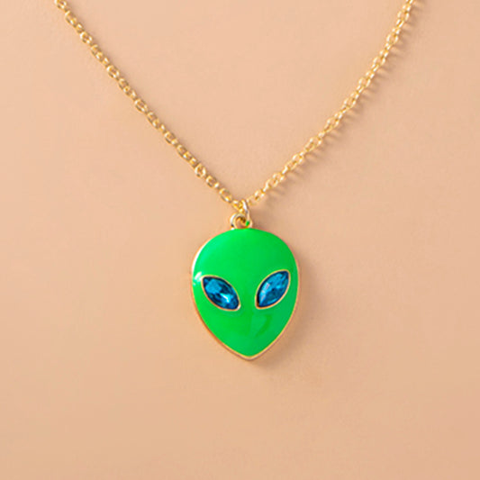 Halloween Alien Face Pendant Necklace