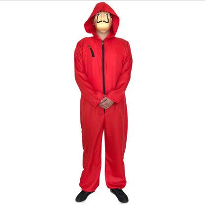 Red Halloween Cosplay One-Piece Costume with Mask