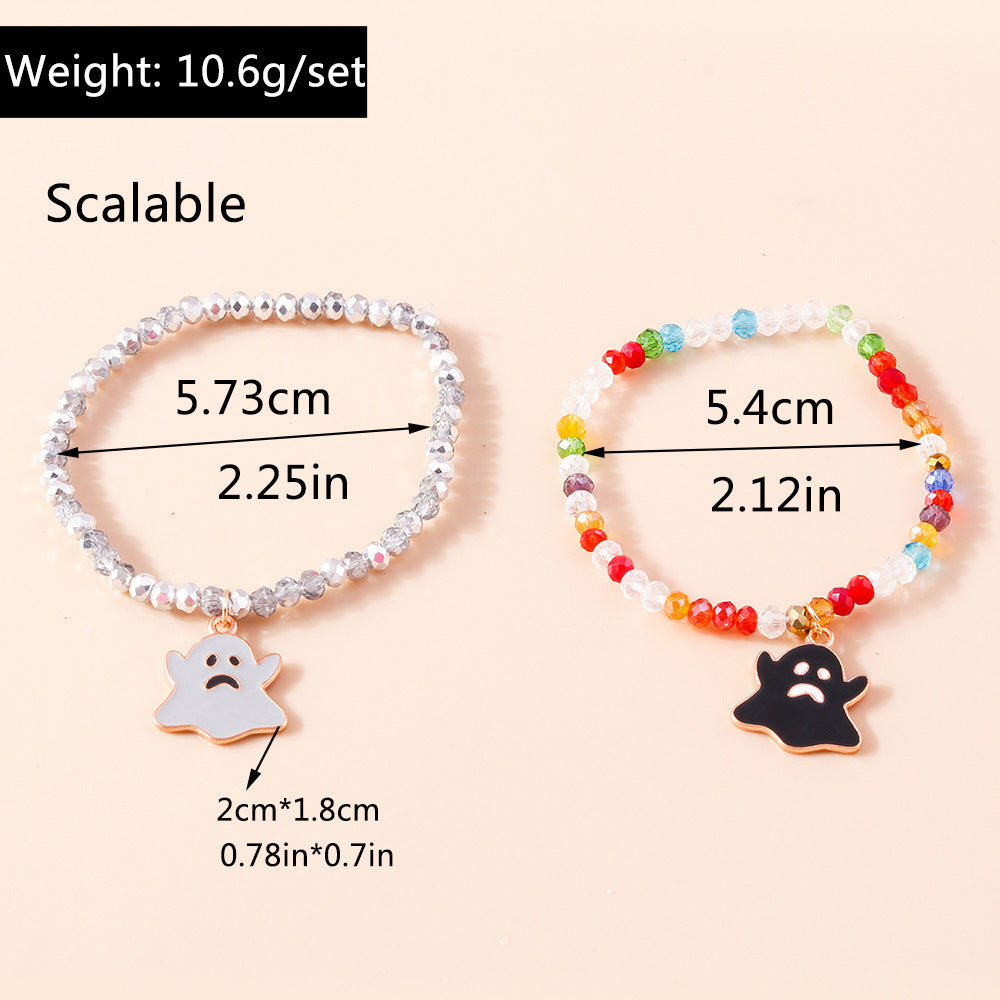 Halloween Ghost Beaded Bracelet Set – Couple Style