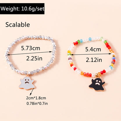 Halloween Ghost Beaded Bracelet Set – Couple Style