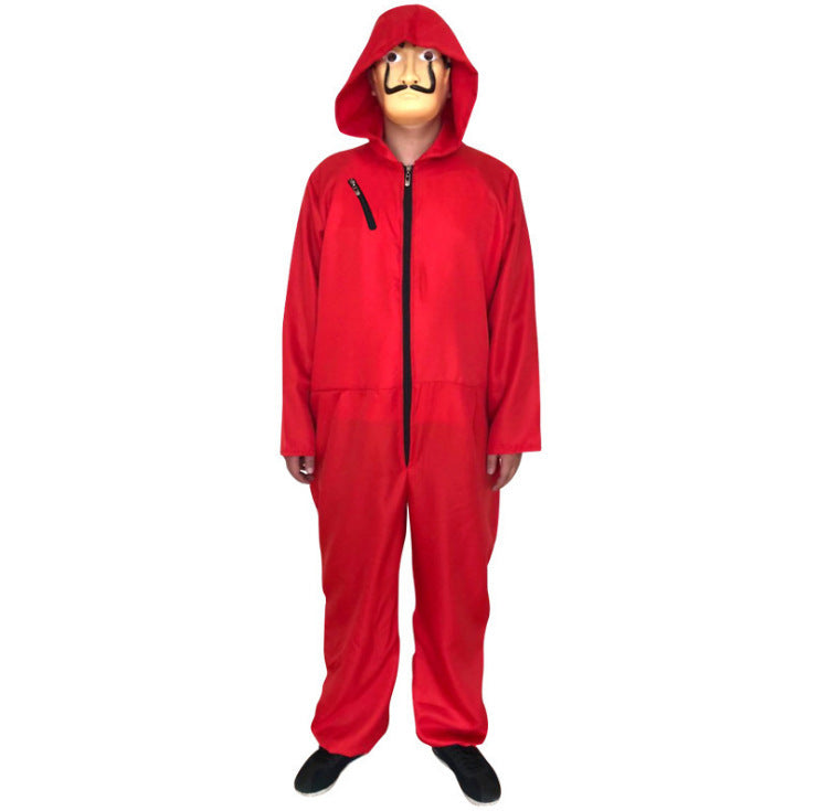 Red Halloween Cosplay One-Piece Costume with Mask