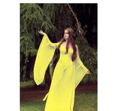 Halloween Women's Long Chiffon Dress – Elegant & Flowing