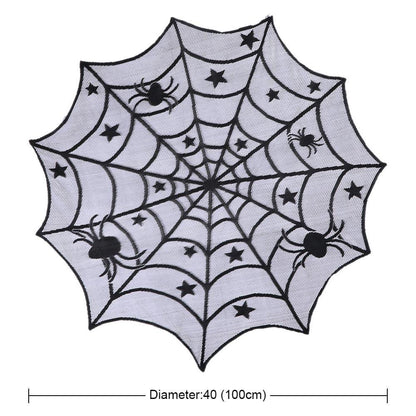 Halloween Black Lace Fireplace Cloth with Pumpkin