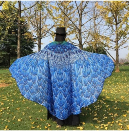 Halloween Peacock Feather Chiffon Cape